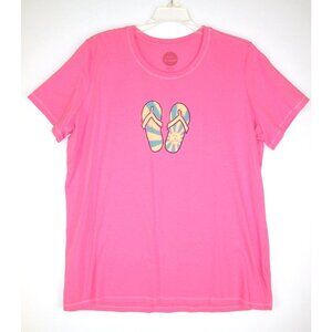 Life is Good Pink Flip Flop Classic Fit Tee XL Womens Short Sleeve